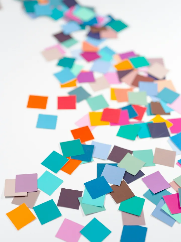 Scattered colorful sticky notes.